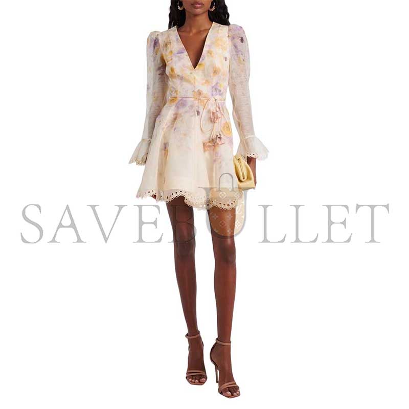 ZIMMERMANN MEMENTO LINEN AND SILK MINIDRESS 